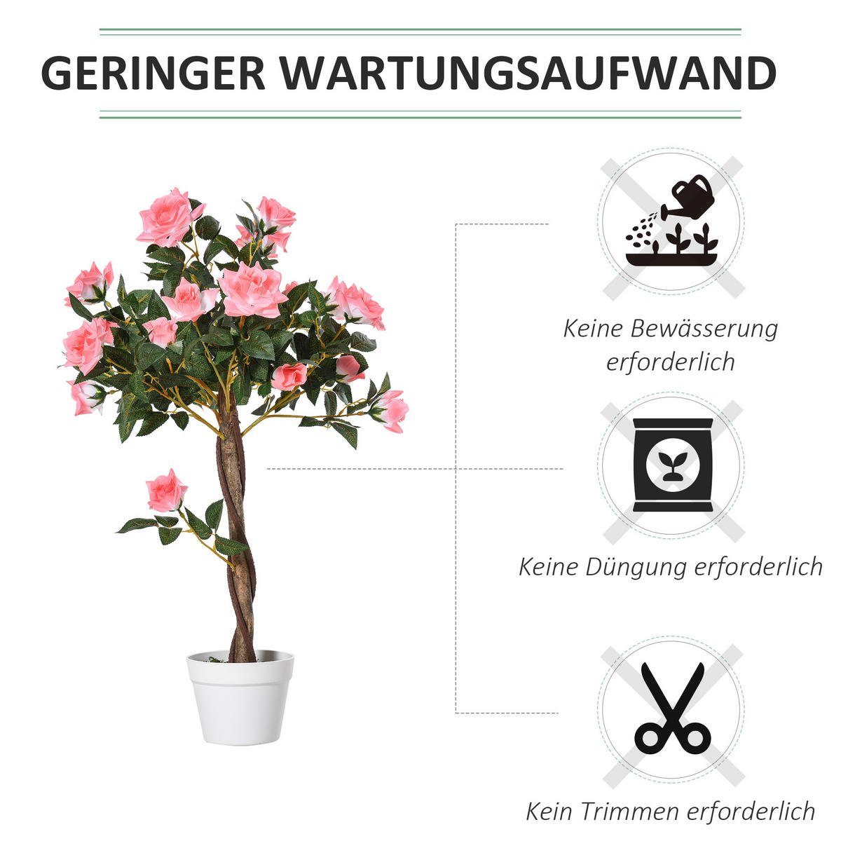 KÜNSTLICHE Pflanzen Rosa 18.0/18.0/90.0cm - Rosa, Kunststoff (90cm)