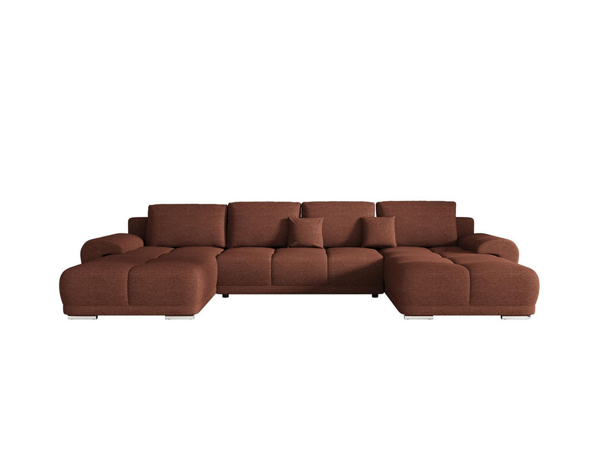 ECKSOFA BEGA U Links ARAGON 59 mit Schlaffunktion - Hellbraun, Textil (372/87/185cm) - Bedante