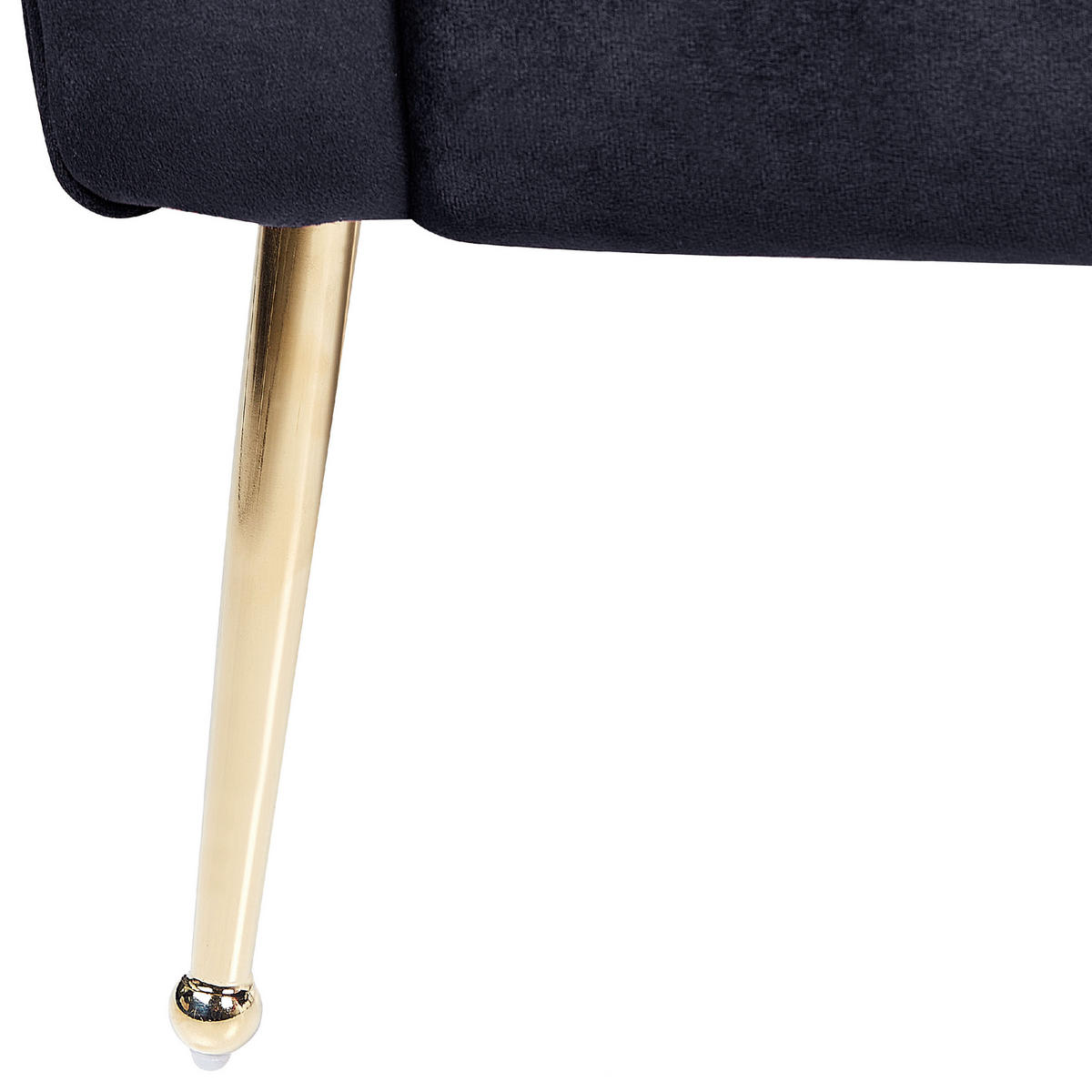 CHAISELONGUE Samtstoffschwarz/gold Nantilly - Goldfarben/Schwarz, Textil (175/76/70cm) - Beliani