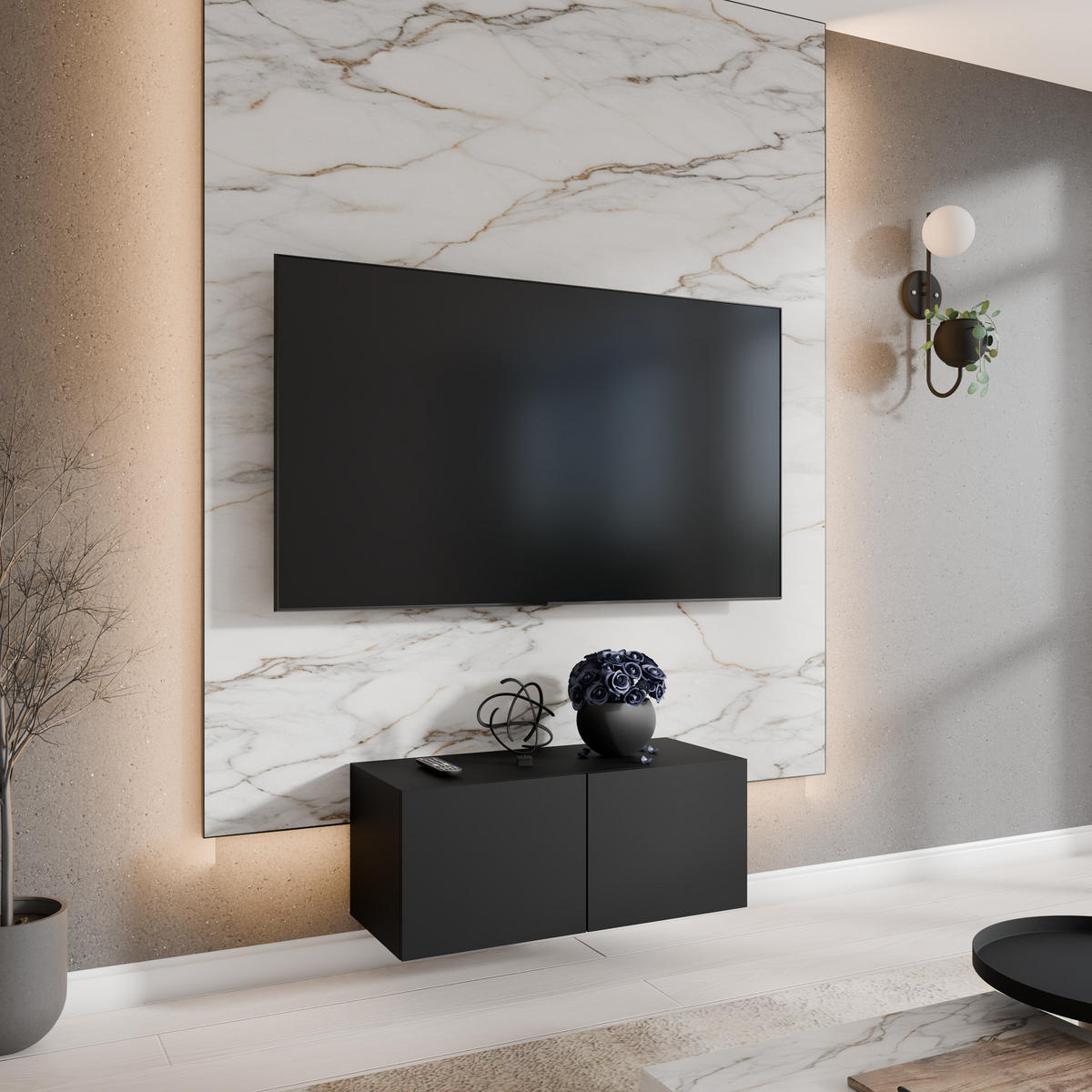 TV-SCHRANK LIO - Schwarz, Holzwerkstoff (100/41/40cm) - Meblini