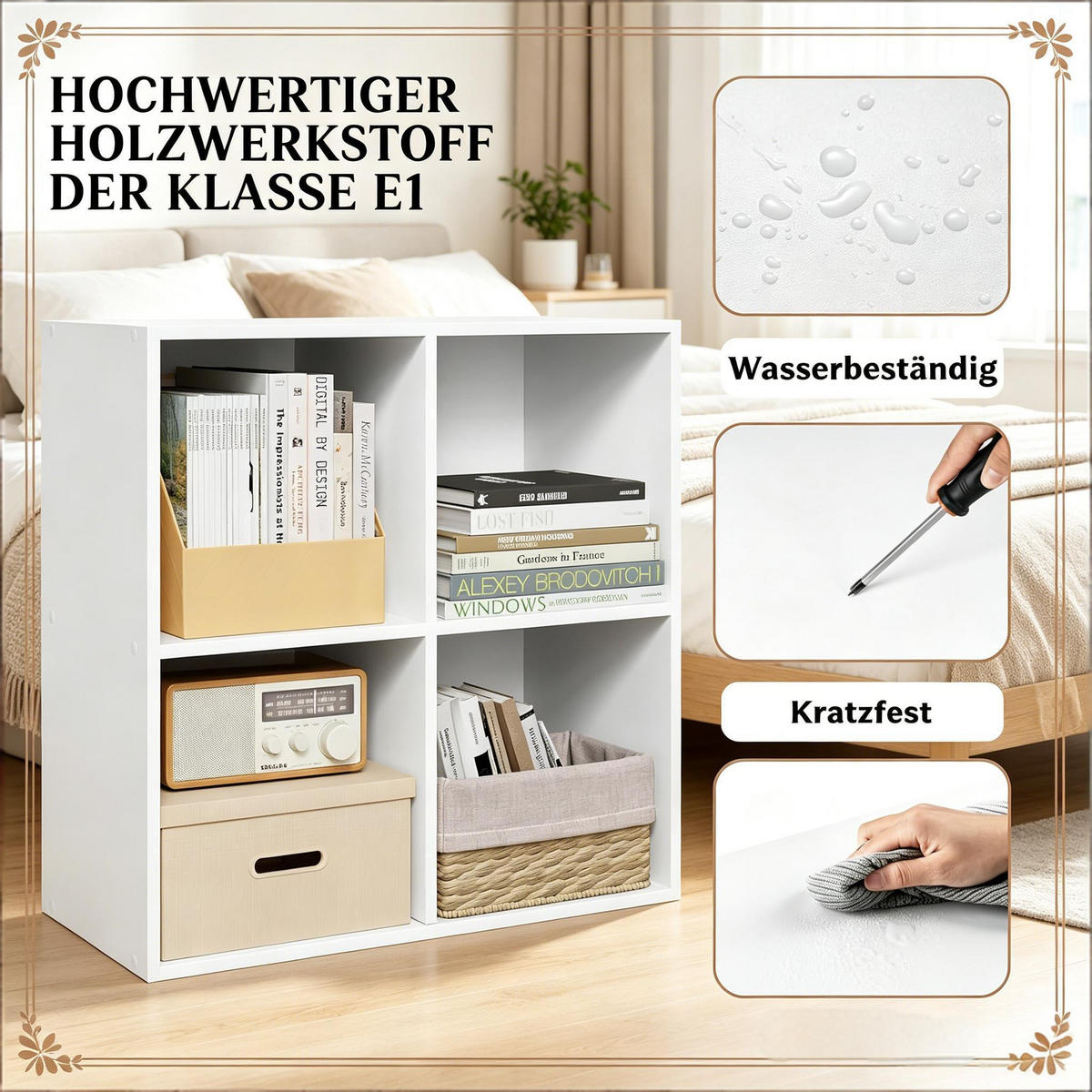 BÜCHERREGAL Weiß mit 4 offenen Fächern 59,6/29/59,8 cm - Weiß, Holzwerkstoff (60/60/29.5cm) - PANGIVO