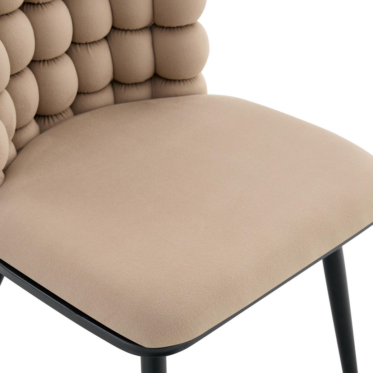 STUHL-SET DE-36754 2 Stück mit Kugelketten-Rückenlehne und Samtbezug Camelfarben - Sandfarben, Metall (48/88/54cm) - ComfortXL