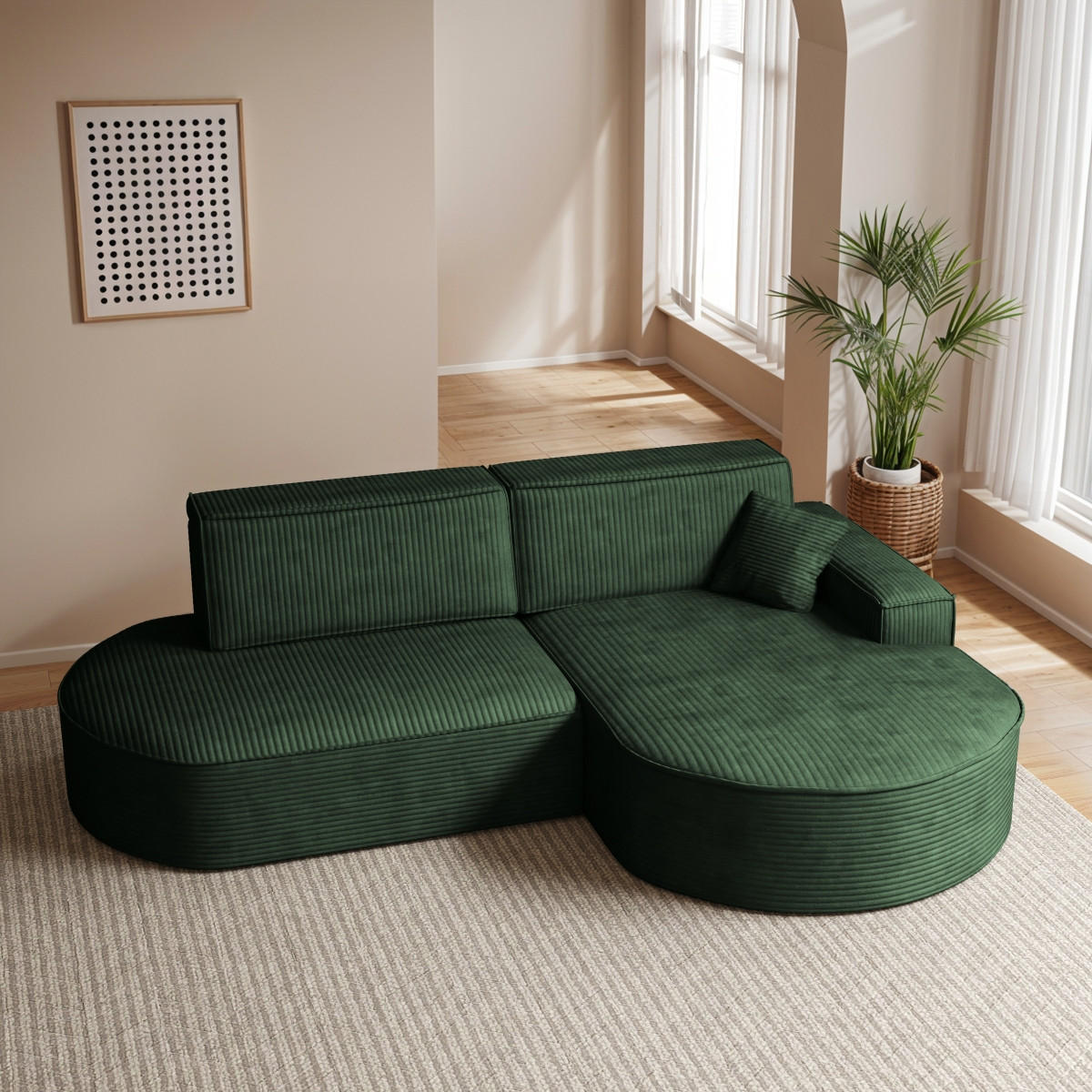 ECKSOFA Modena Pro - Komfort Und Stil Stoff Poso Grün Rechts - Grün, Holz (278/179cm) - Kaiser Möbel