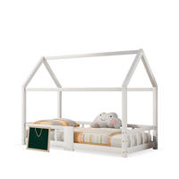 HAUSBETT 90/200 cm aus Kiefernholz mit Tafel und Rausfallschutz - Weiß, Holz (90/200cm) - OKWISH
