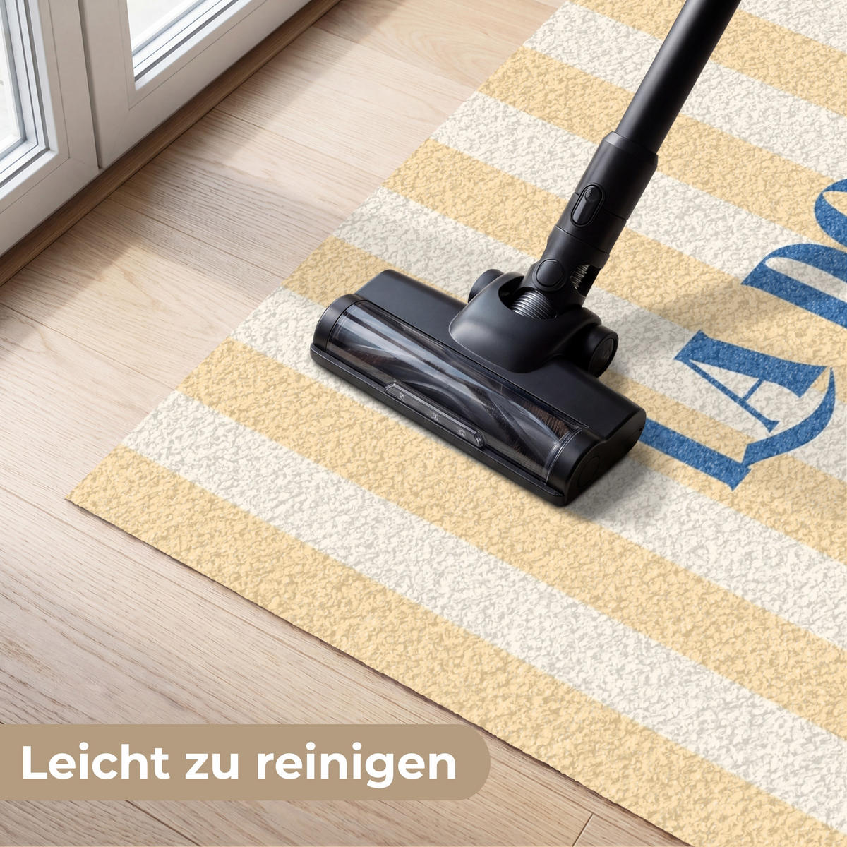 FUSSMATTE Blau – Gelb – Streifen – La Dolce Vita 150x90 cm - Hellgelb, Kunststoff (150/0.4cm) - MuchoWow