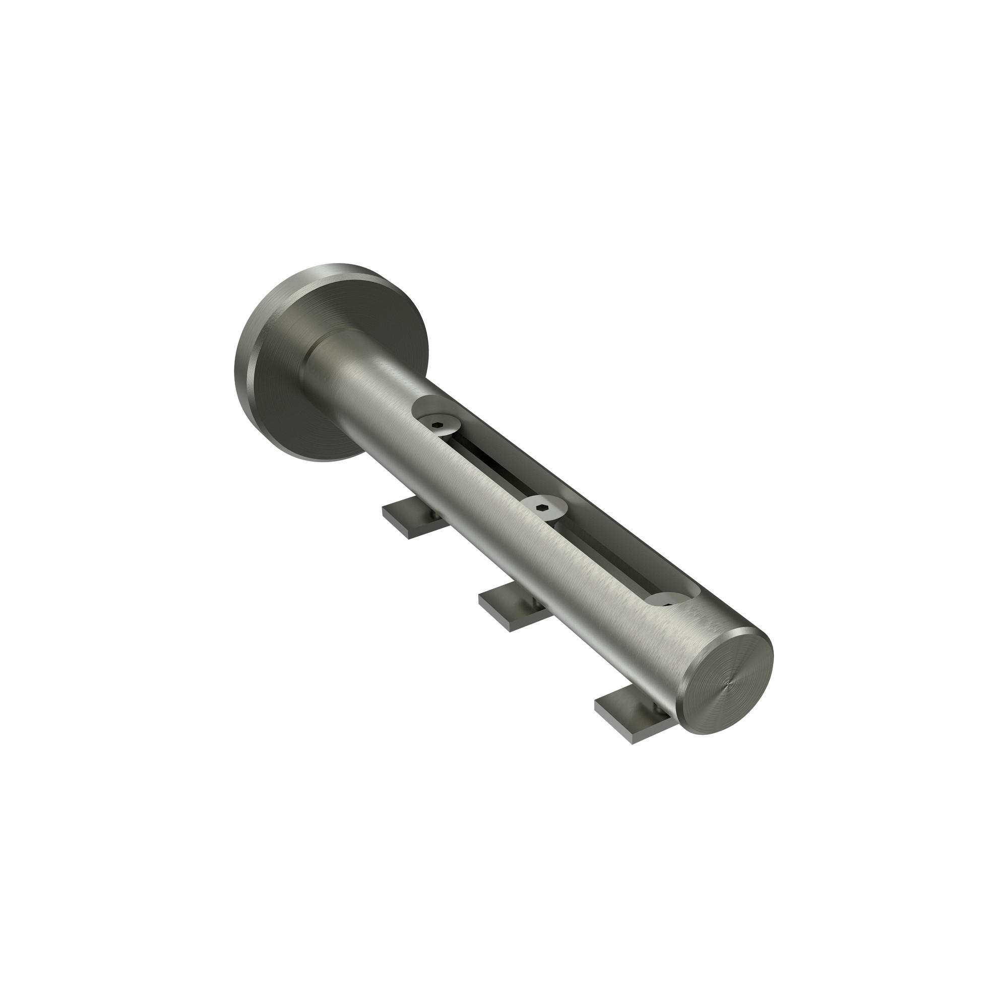 TRÄGER FÜR INNENLAUFSTANGEN 20 mm Ø, Siteno Langloch 1 bis 3-läufig, Edelstahl-Optik - Edelstahlfarben, Metall (13/4/4cm) - INTERDECO