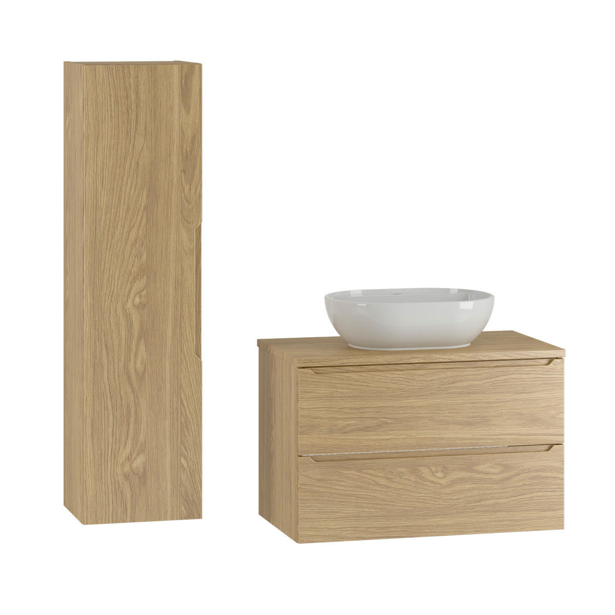 BADMÖBEL 80.6cm Viggo 2er-Set Holz - Braun, Holzwerkstoff (80.6/52.2/46.5cm) - Petits-meubles