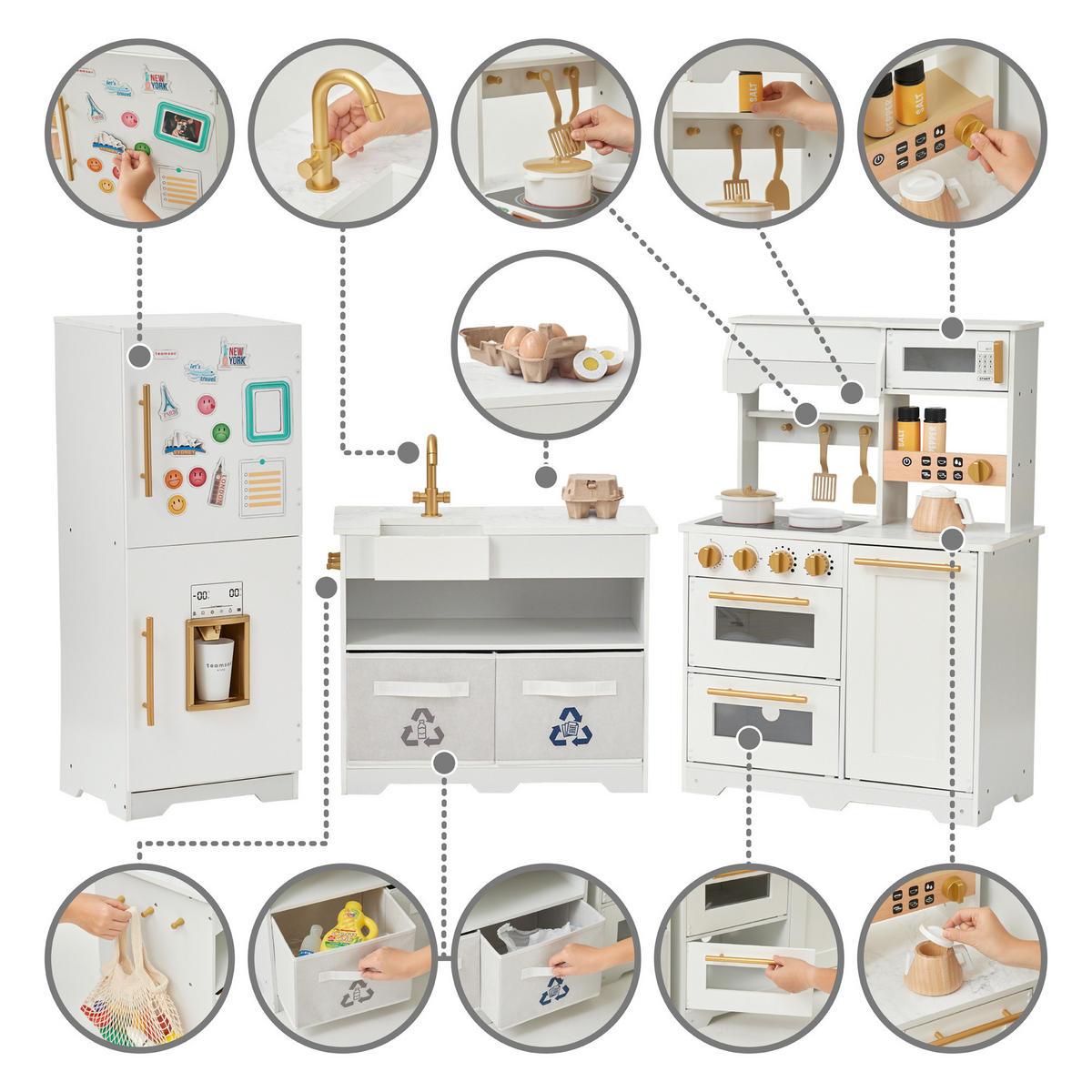 KINDERKÜCHE Atlanta - Weiß, Holzwerkstoff (154/33/87cm) - Teamson Kids