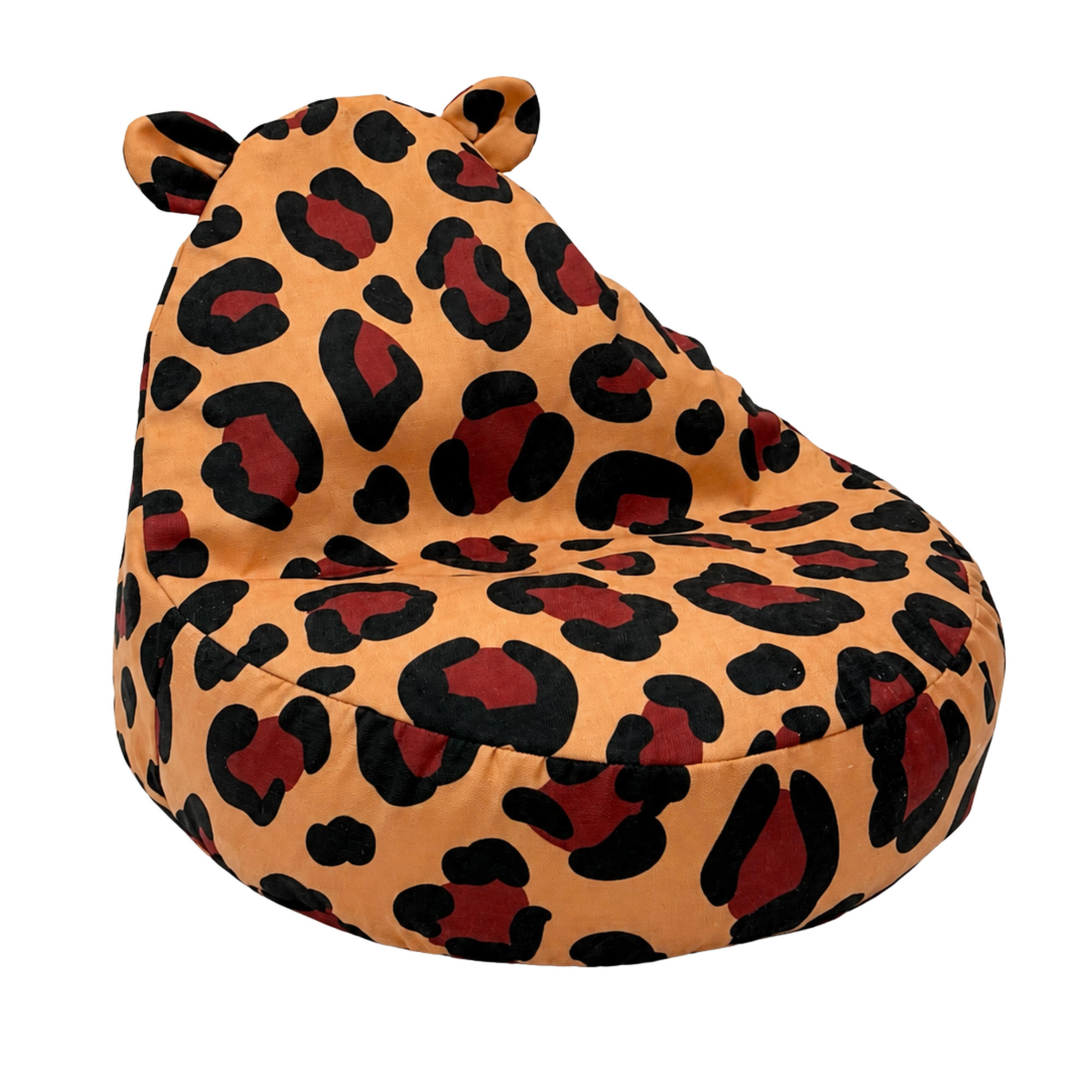 KINDER-SITZSACK Leopard mit Ohren – weicher Beanbag-Sessel zum Spielen und Entspannen - Schwarz, Textil (58/50/67cm) - Bees & Blooms