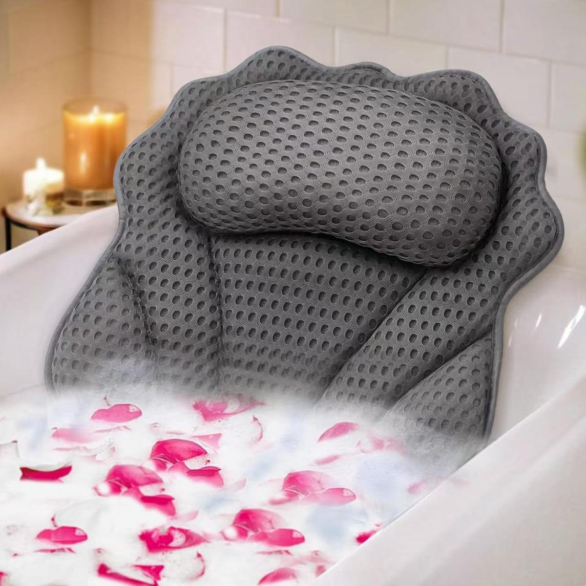 BADEKISSEN – 42 x 44 x 7 cm – Grau - Grau, Textil (42/21cm)