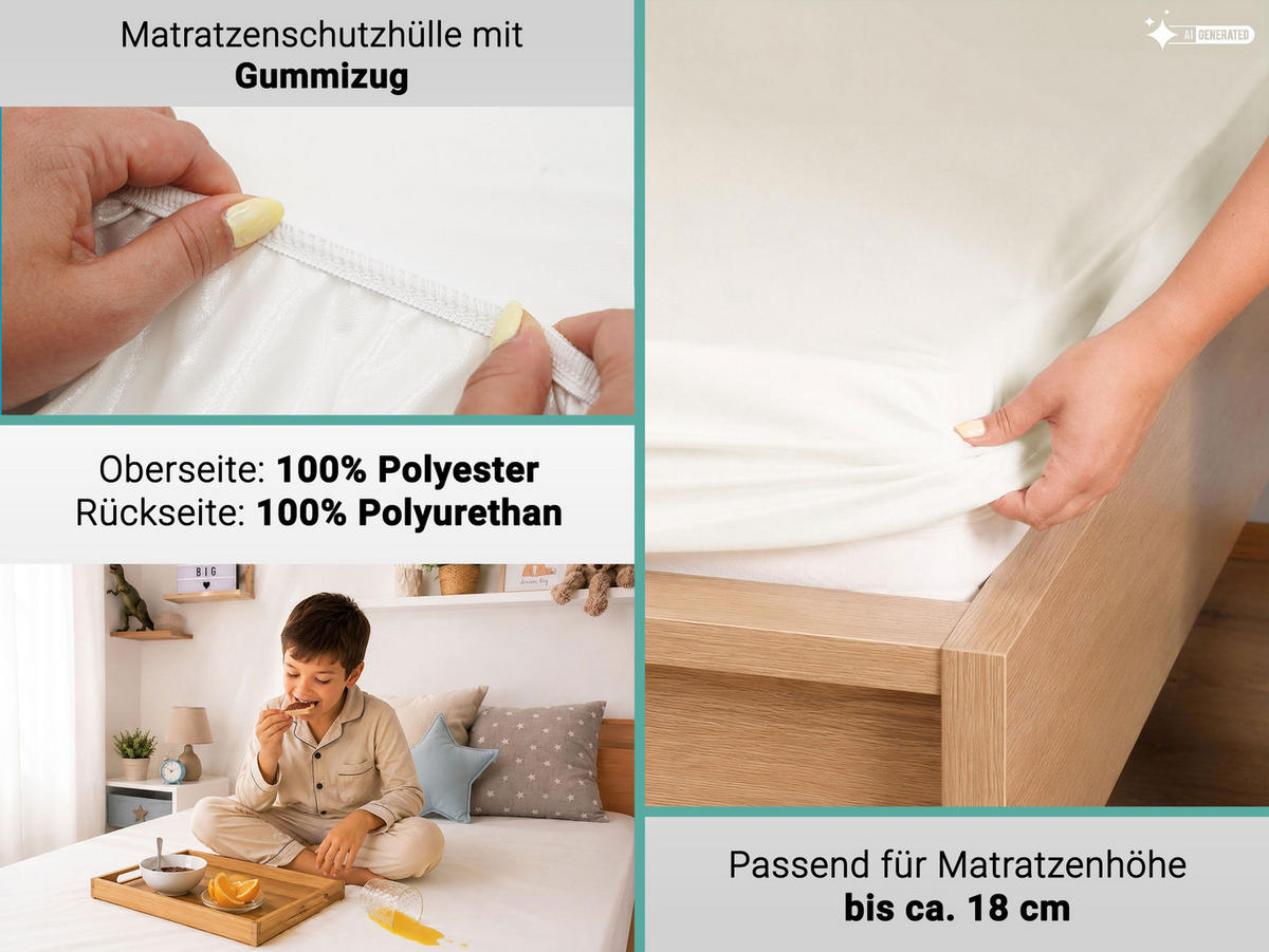 MATRATZENSCHONER, 90x200 cm, 100% Polyester, Weiß - Weiß, Textil (90/200cm) - Zollner