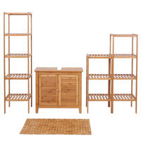 BADEZIMMERSET Braun 5er-Set - Braun, Holz (34/140/33cm) - MCW