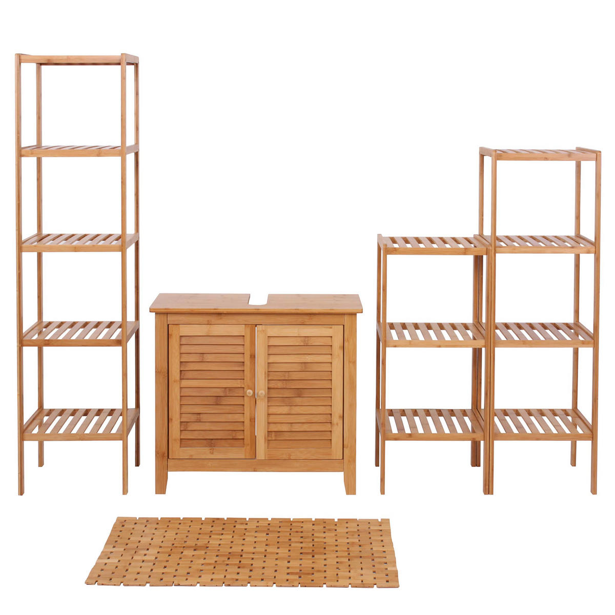 BADEZIMMERSET Braun 5er-Set - Braun, Holz (34/140/33cm) - MCW
