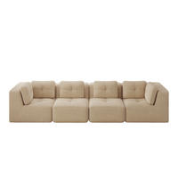 ECKSOFA 386/104/69 cm beige aus Cord mit modularem Design und breiten Armlehnen - Beige, Textil (104/386cm) - OKWISH