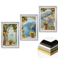 WANDBILDER 3er Set - 40x60 cm Silberner Rahmen - Zitronenblumen aus der Küstenstadt - Silberfarben, Kunststoff (40/60cm) - ArtPrintCave