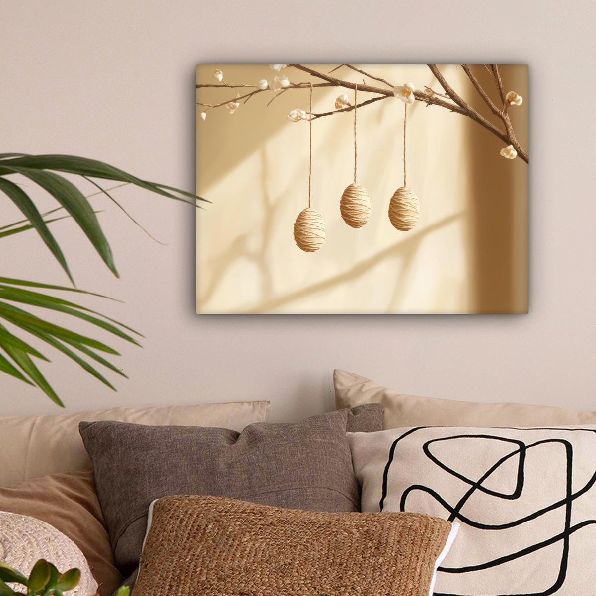 LEINWANDBILD Beige - Osterkuchen - Eier Wandbild 40x30 cm - Beige, Textil (40/30cm) - MuchoWow