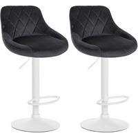 BARHOCKER 2er Set Samt dunkelgrau - Dunkelgrau/Weiß, Textil/Metall (46/83/49cm) - CLP