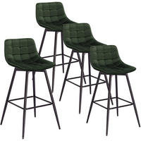 BARHOCKER 4er Set, Fußstütze, Samt, Dunkelgrün - Dunkelgrün/Schwarz, Textil/Metall (43/88/35.5cm) - Woltu