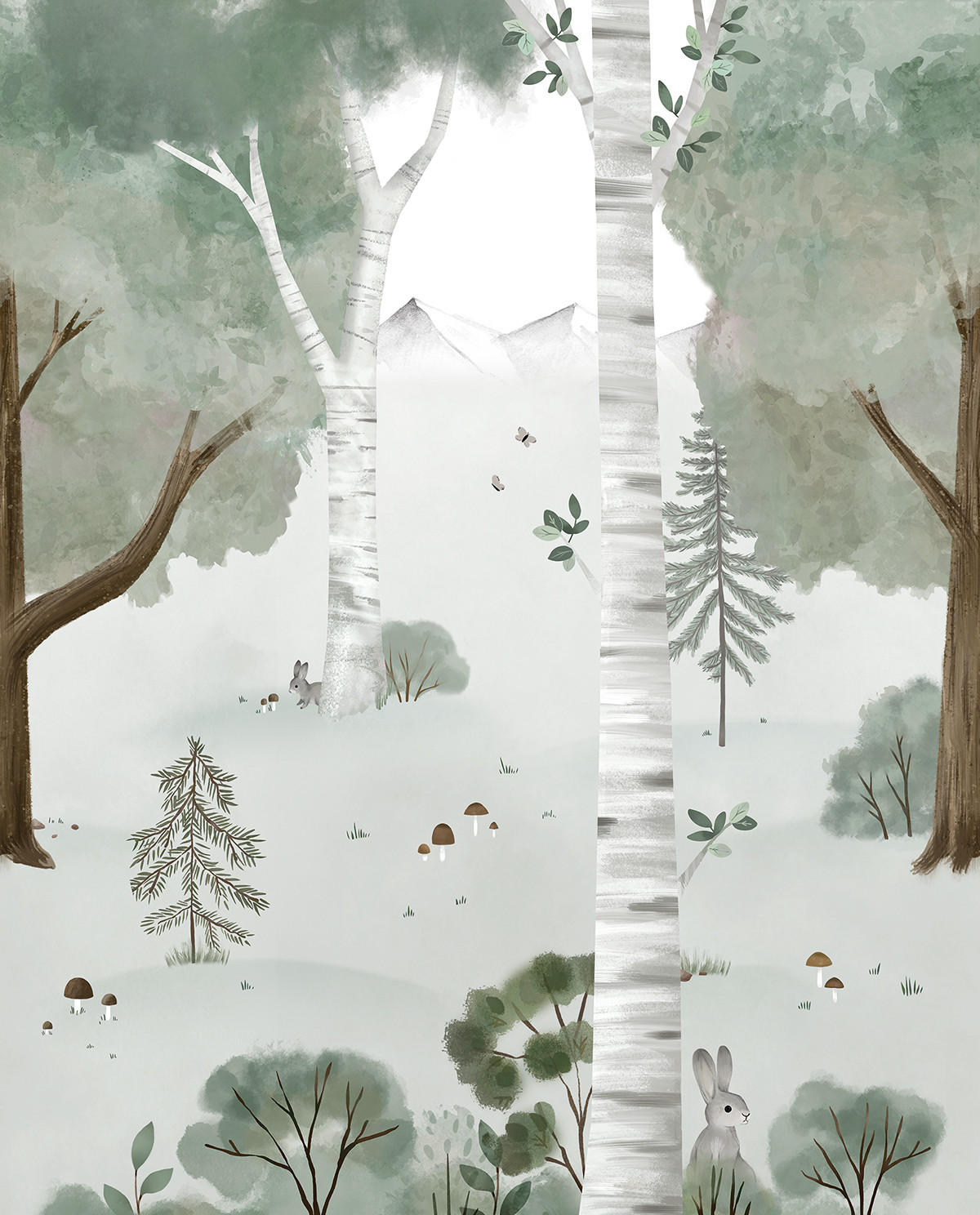 VLIESTAPETE Kharu, Wald 2 x 2.48 m, grün - Grün, Papier (248/200cm) - Lilipinso