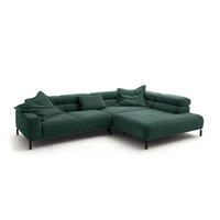 ECKSOFA MIT MOTORISCHEM SITZVORZUG DELIA Smaragdgrün Cord - Smaragdgrün/Schwarz, Textil/Metall (312/219cm) - KAWOLA