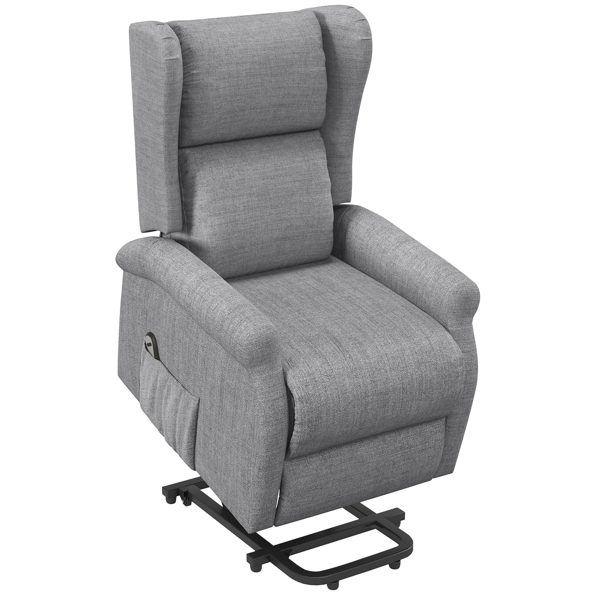 FERNSEHSESSEL mit Aufstehhilfe Leinen Grau - Grau, Textil (94/109/72.5cm) - HOMCOM