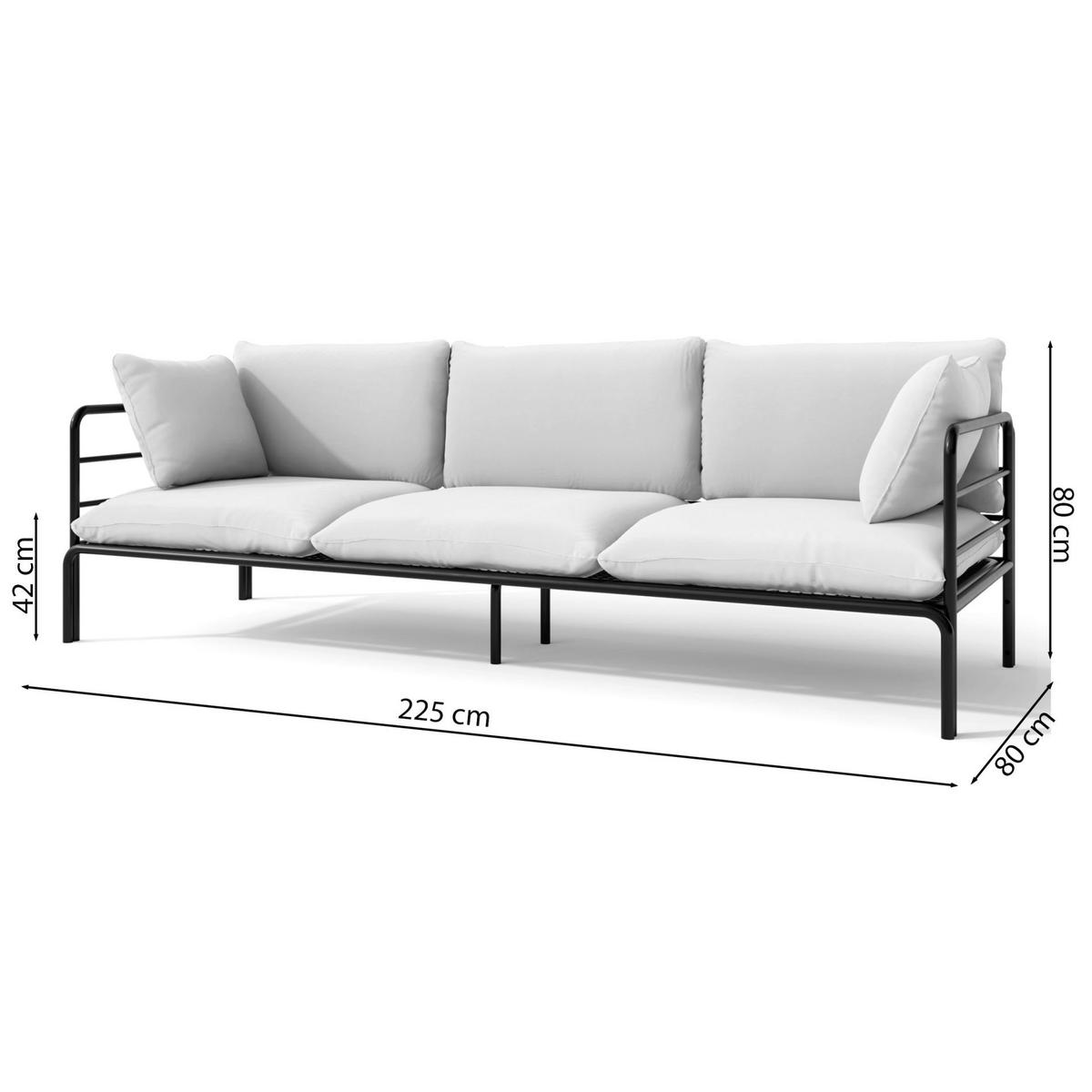 GARTEN-SOFA Worcully Anthrazit/Schwarz - Anthrazit, Textil (225/80/80cm) - Selsey