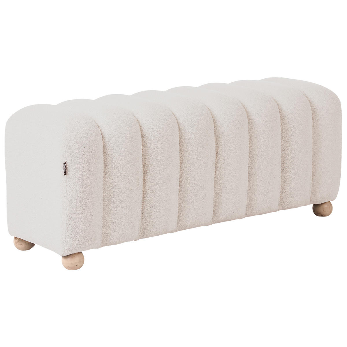POLSTERBANK Bouclé Cremeweiß Idyllwild - Creme, Textil (111/45/39cm) - Beliani