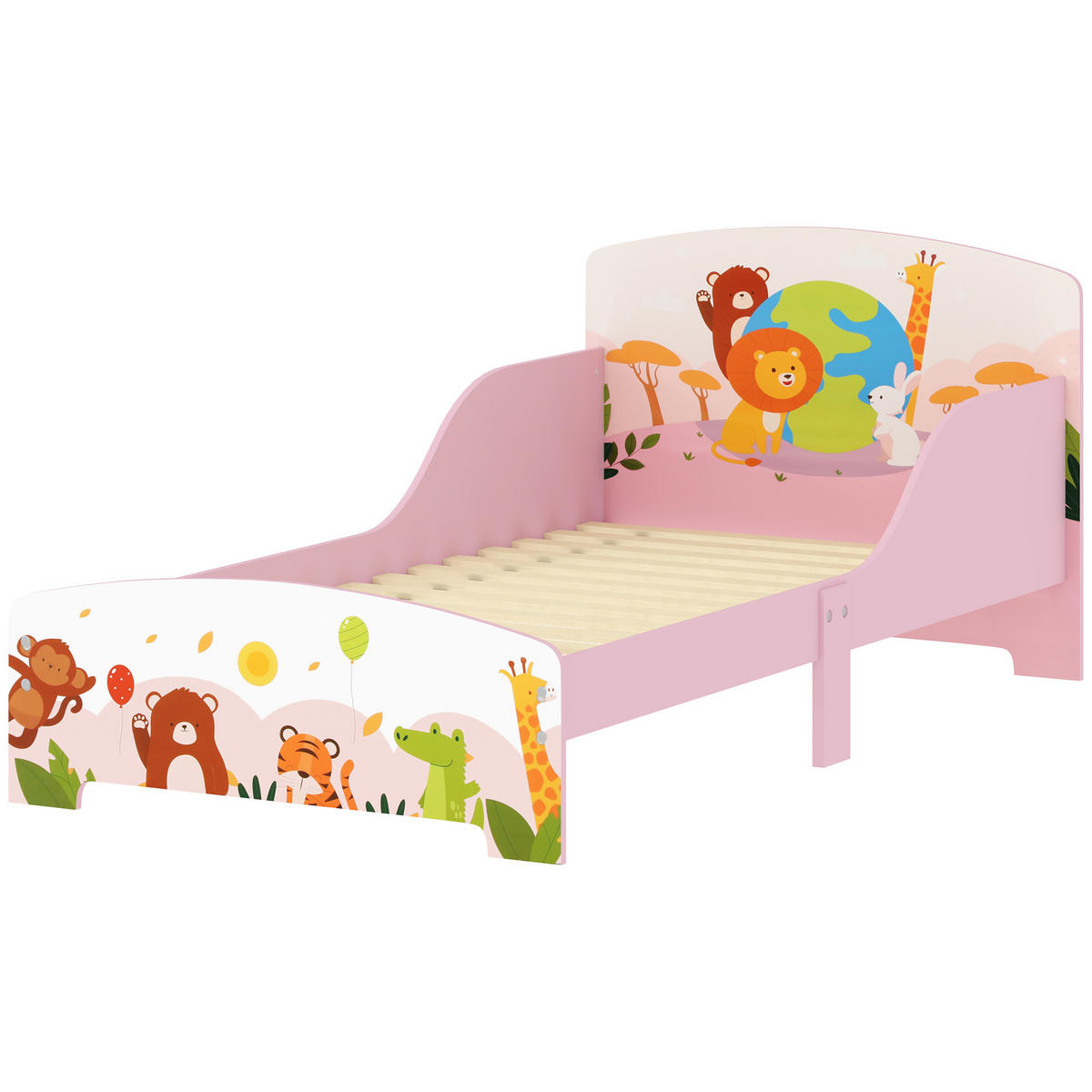 KINDERBETT 140x70 cm DE-14613mit Tiermotiv, inkl. Lattenrost Rosa - Pink, Holzwerkstoff (70/140cm) - ComfortXL