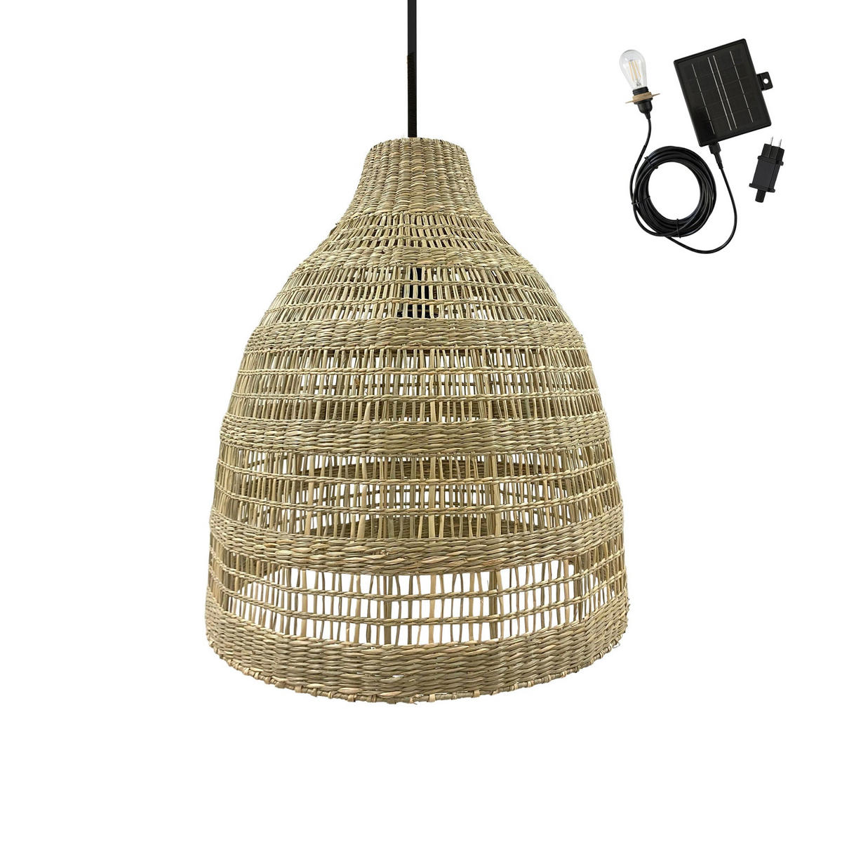 SOLAR-PENDELLEUCHTE FREYA LANG D50CM 5M - Beige, Naturmaterialien (49/49/56cm) - Lumisky