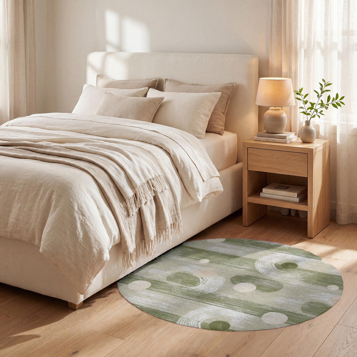 TEPPICH - Künstlerisch - Modern - Grün - 90x90 cm - Olivgrün, Kunststoff/Textil (90/0.4cm) - OnlyWow