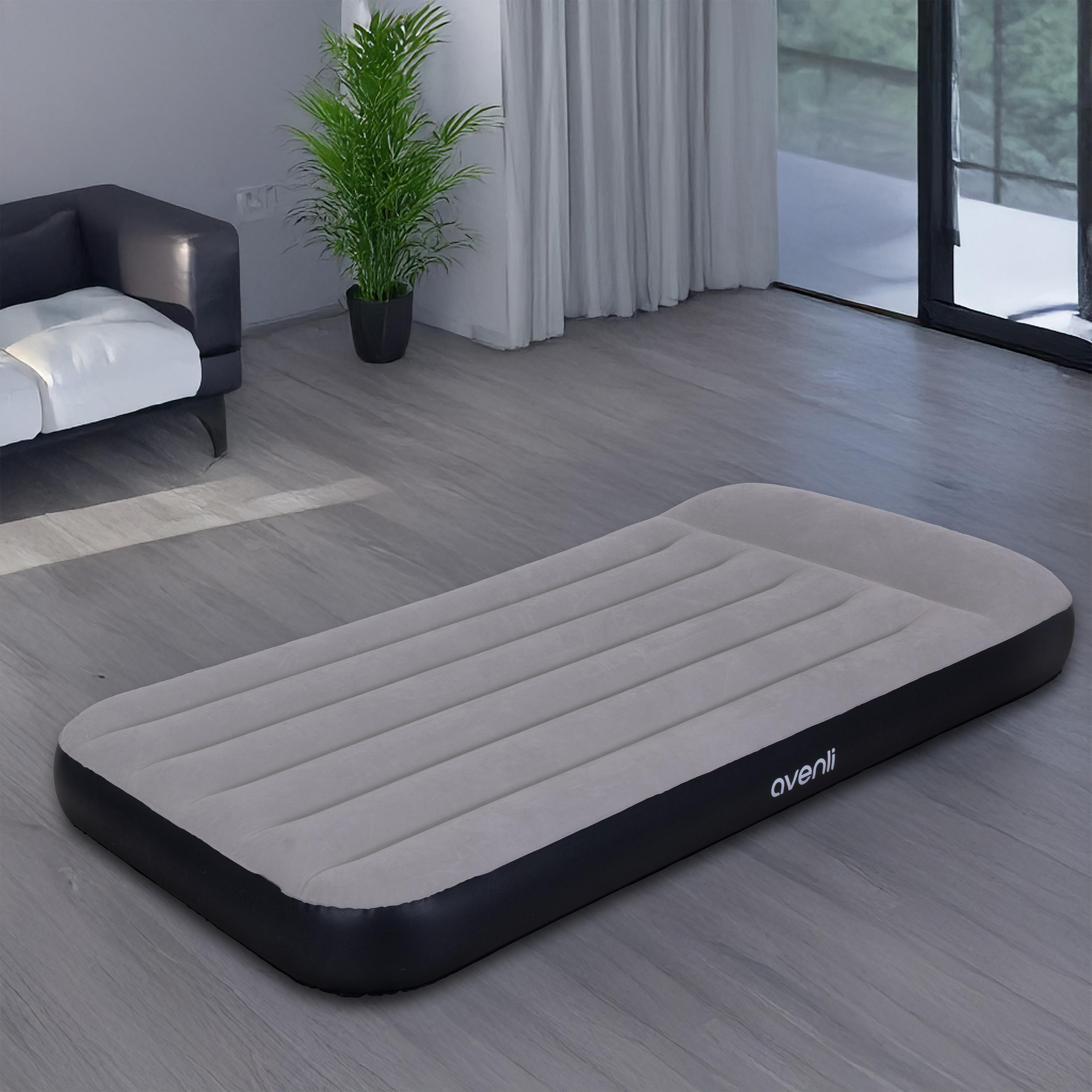 LUFTBETT Luftmatratze selbstaufblasend 191 x 99 x 30 cm mit integrierter Pumpe - Schwarz/Grau, Kunststoff (99/191cm) - Avenli