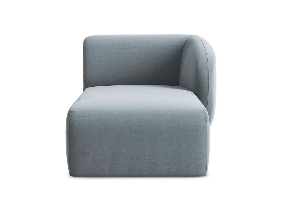 SOFAELEMENT Rechts Samt Stoff Blau - Schwarz/Hellblau, Holzwerkstoff/Kunststoff (91/75/166cm) - Makamii