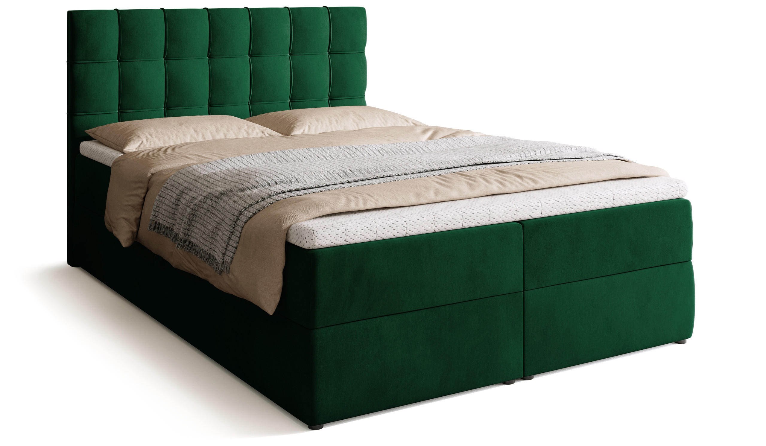 BOXBETT Detroit mit Topper 140/200 Grün - Grün, Holzwerkstoff/Textil (140/200cm) - Bromarkt