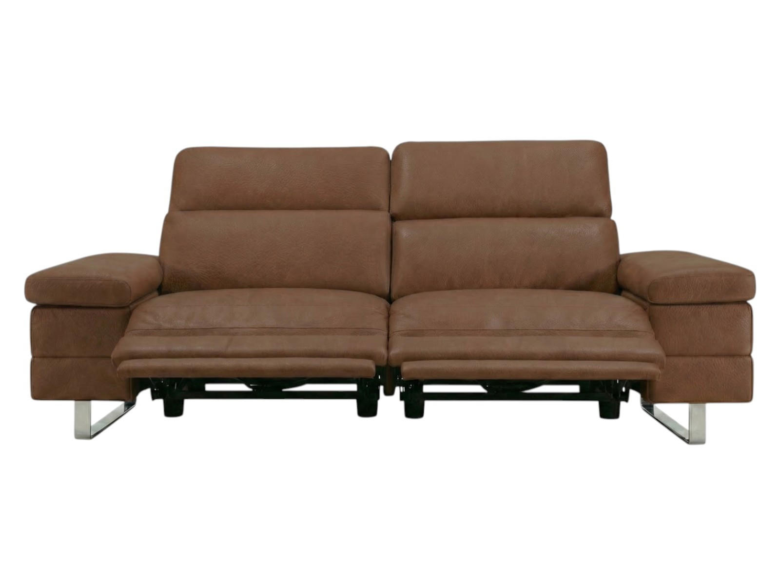 3-SITZER Sofa Virage Echtleder mit 2 x Relaxfunktion Cognacbraun - Cognac, Leder/Metall (212/75/109cm)