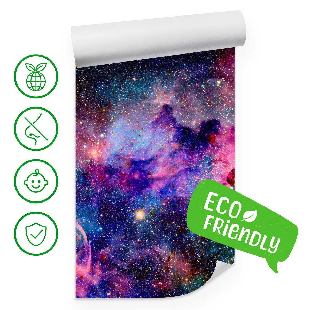 FOTOTAPETA Pre Študentskú Izbu Farebná Hmlovina Kozmos Galaxia 450 x 315 cm - čierna/ružová, papier (450/315cm) - Muralo