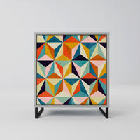 SIDEBOARD TESSELATE TREASURES, Grau, 57,5x42x67,5 cm, Schwarze Metall-Rahmenfüße - Multicolor/Schwarz, Holzwerkstoff/Metall (57.5/67.5/42cm) - SpaceRebels