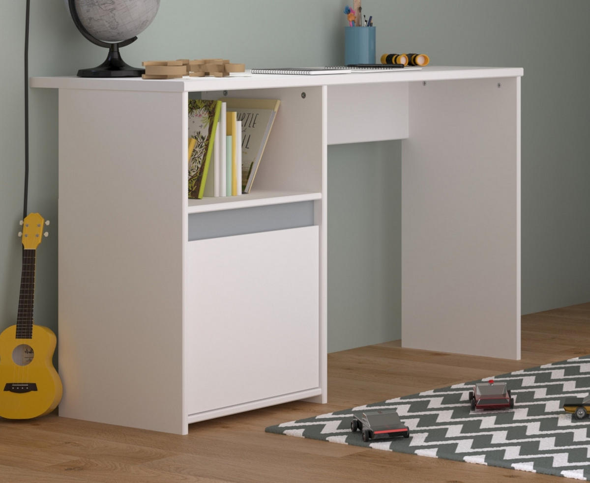 KINDERZIMMER Set 2-tlg. mit Schreibtisch und Hochbett 90 x 200 - Weiß, Holz/Holzwerkstoff (90/104/200cm) - Parisot Meuble