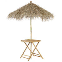 GARTEN BEISTELLTISCH mit Sonnenschirm Bambusholz Seegras Molise - Dunkelbraun, Holz (85/85/76cm) - Beliani