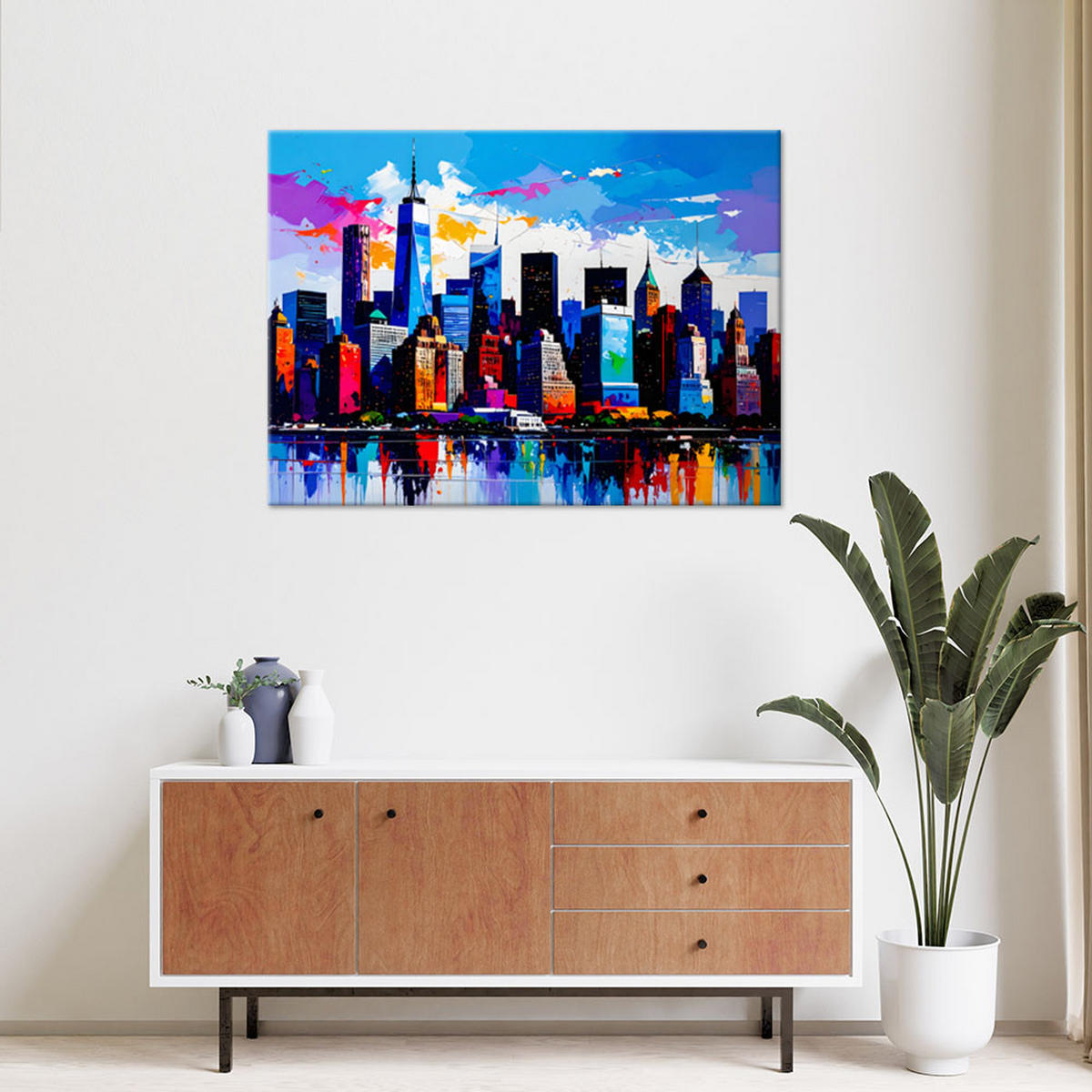 LEINWANDBILD New York Manhattan Panorama 60x40cm - Multicolor, Textil (60/40cm) - Feeby