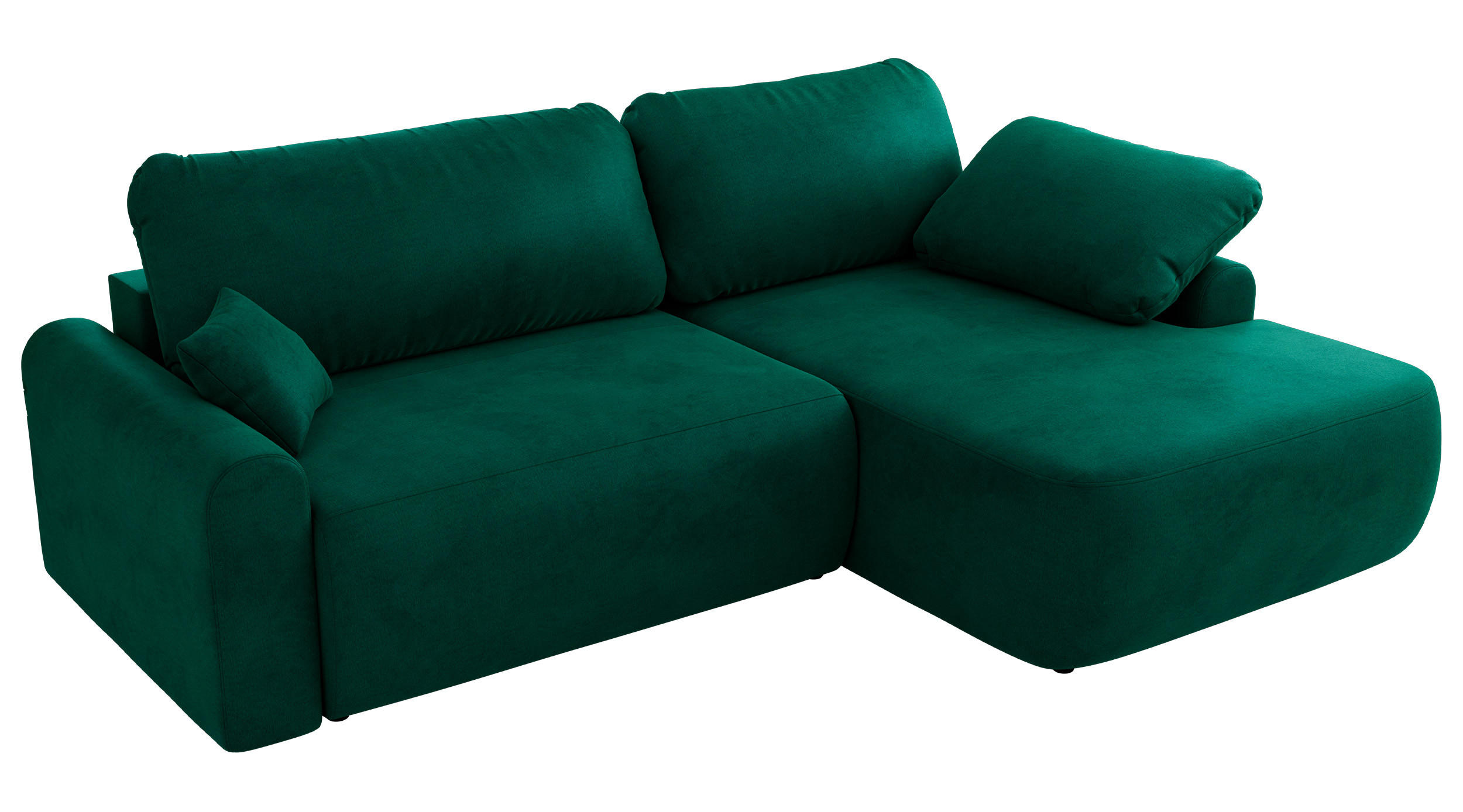 ECKSCHLAFSOFA CUBO L Dunkelgrün Velvet - rechts - Dunkelgrün/Schwarz, Kunststoff/Textil (187/273cm) - MKS