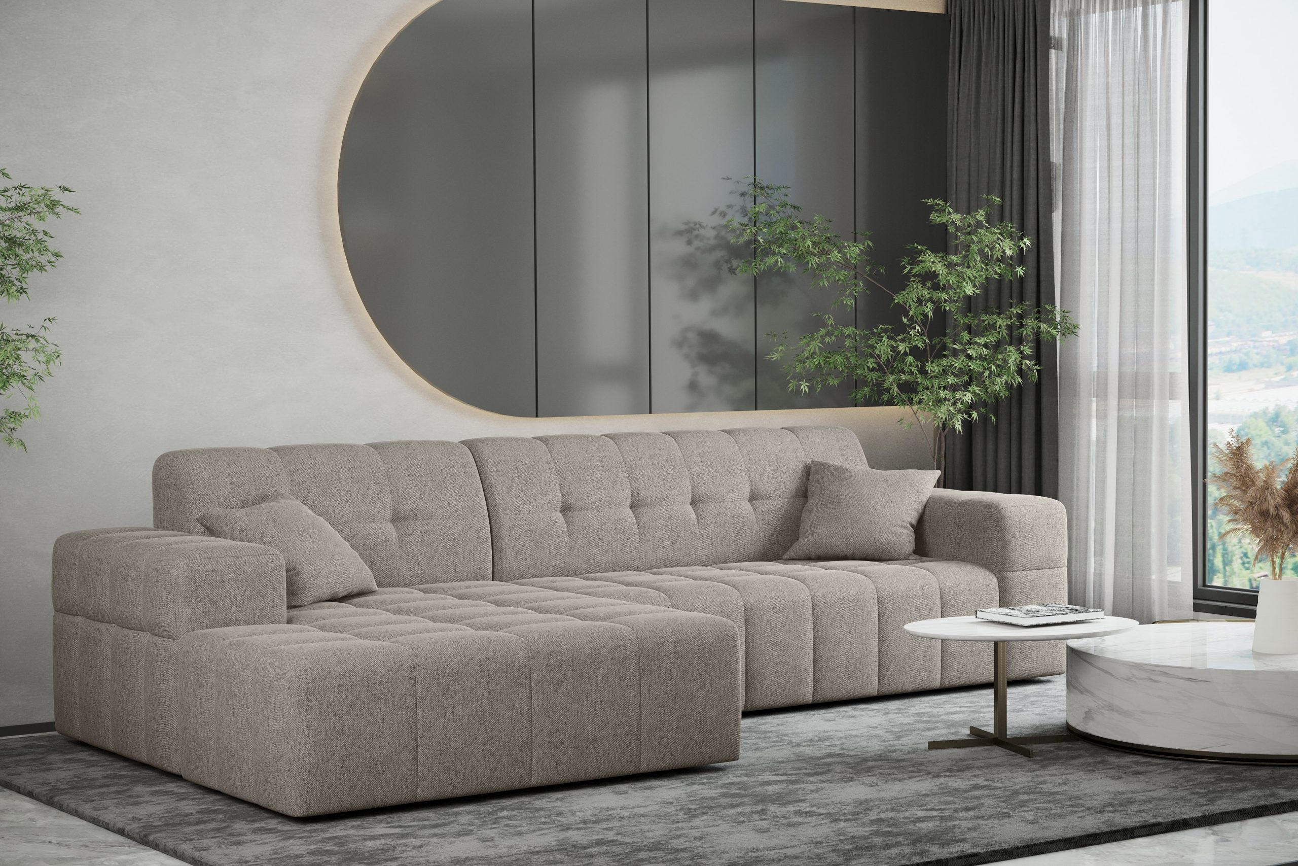 ECKSOFA L-Form NIMES Stoff Verita Warmbeige Links - Cappuccino, Holz (168/256cm) - Kaiser Möbel