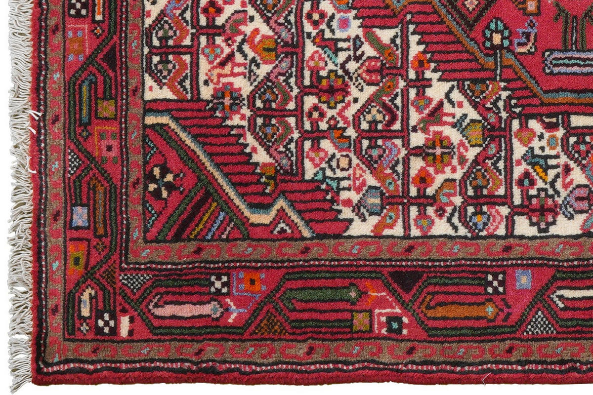 ORIENTTEPPICH handgeknüpft Assadabad Beige, Rot 121/86 cm Schurwolle - Beige/Rot, Textil (86/121cm) - Looma