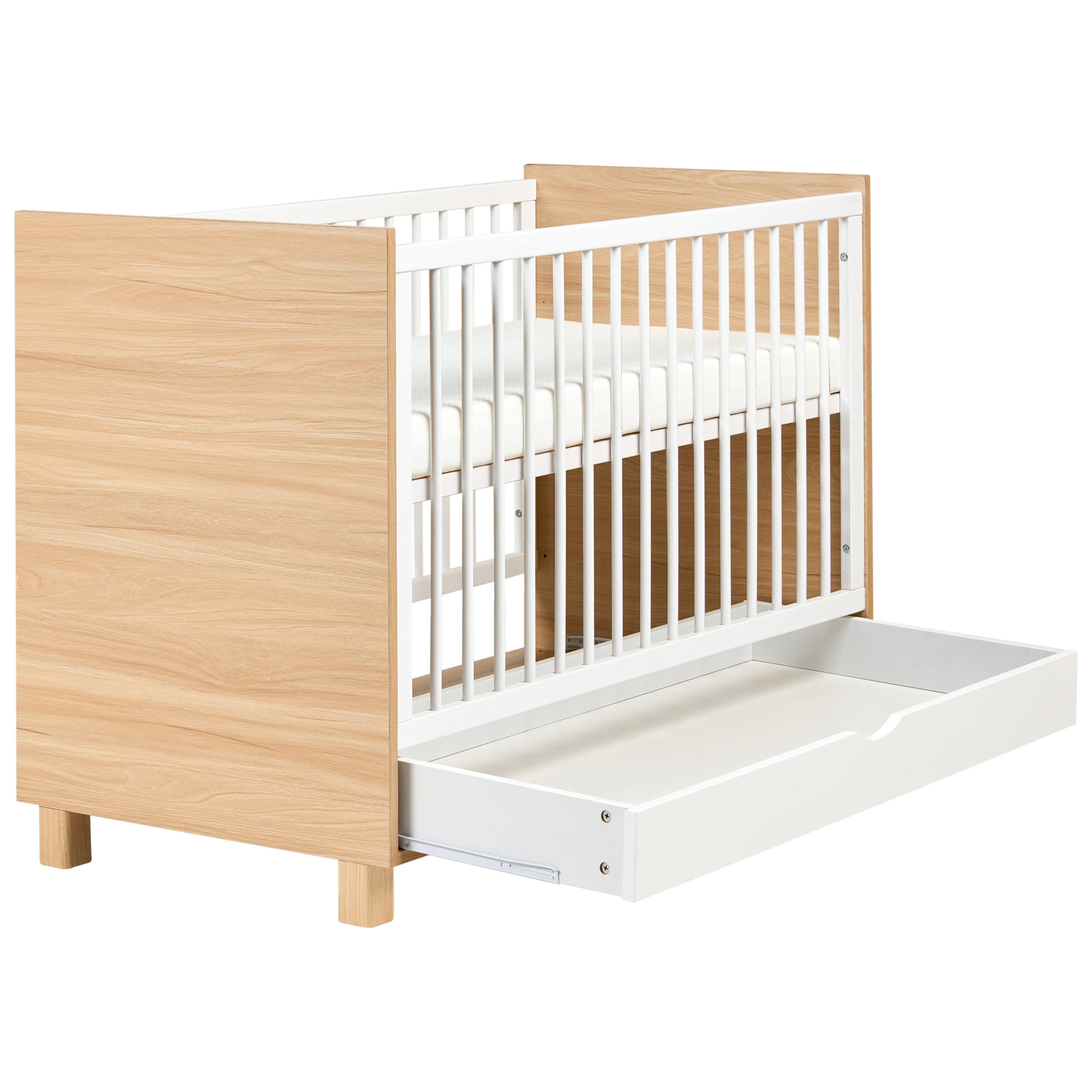 Beliani Babybett Hellbraun, Weiß, Braun 60x120 cm