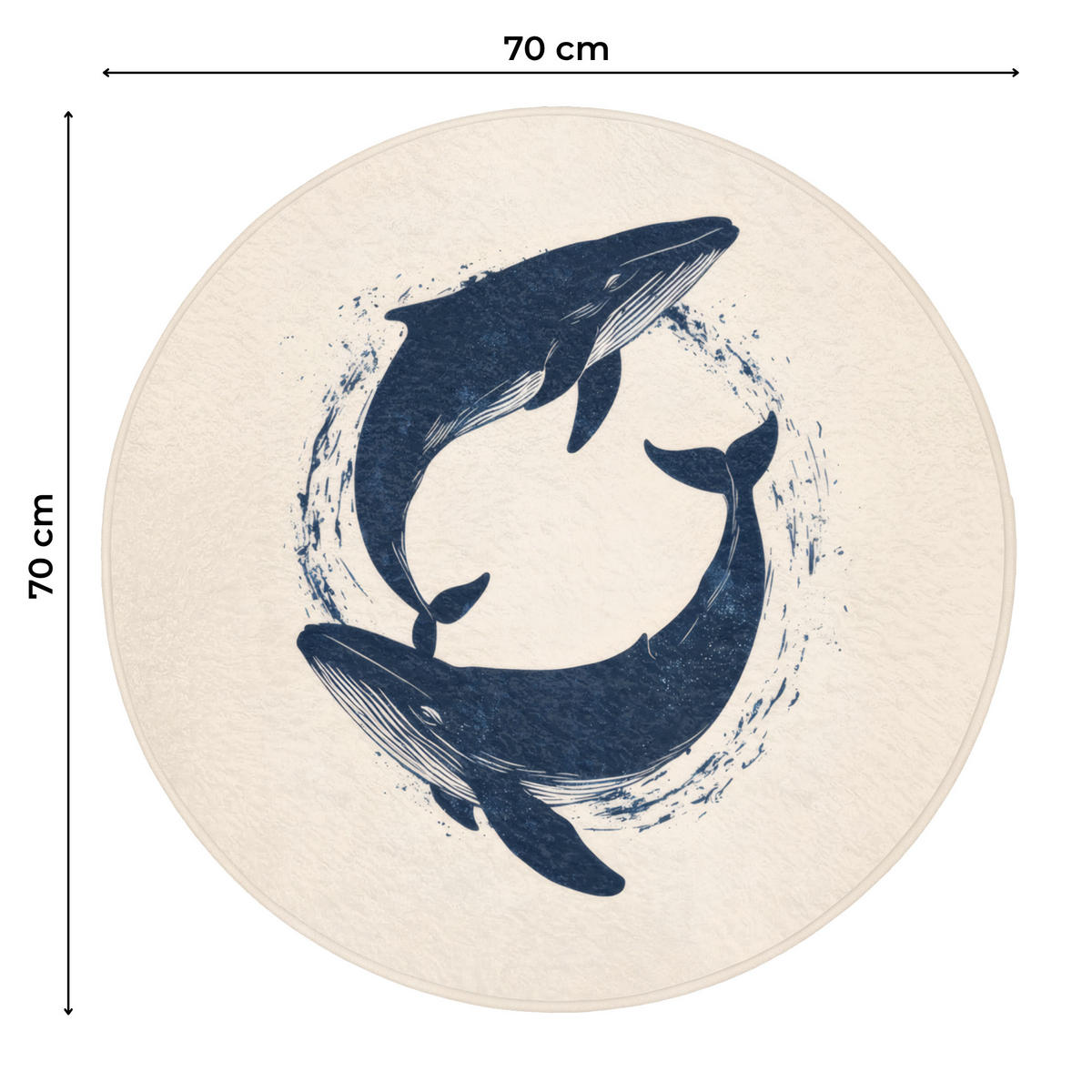 WC PŘEDLOŽKA Velryby - Stříkance - Kruh - Tmavě modrá 70x70 cm - tmavě modrá, textil/plast (70/1cm) - OnlyWow