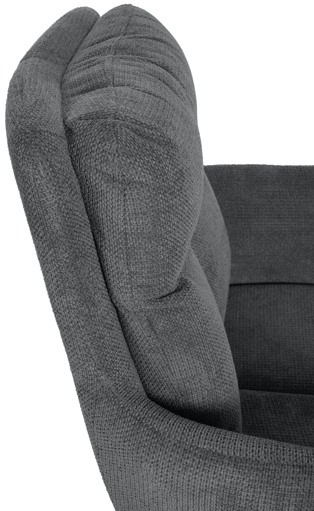 ARMLEHNENSTUHL 2er Set Stoff Dunkelgrau - Dunkelgrau/Schwarz, Textil/Metall (60/88/65cm) - CLP