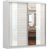 SCHWEBETÜRENSCHRANK Multi 32 Weiß/Kathult Weiß mit LED Beleuchtung 203 cm - Alufarben/Weiß, Glas/Holzwerkstoff (203/218/61cm) - imoebel24