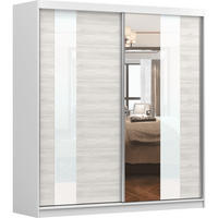 SCHWEBETÜRENSCHRANK Multi 32 Weiß/Kathult Weiß mit LED Beleuchtung 203 cm - Alufarben/Weiß, Glas/Holzwerkstoff (203/218/61cm) - imoebel24