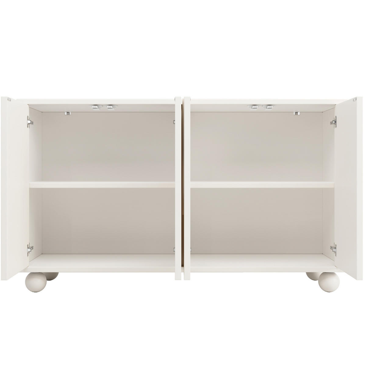 SIDEBOARD 120/35/71 cm in Weiß mit cremefarbenen Fronten und verstellbarem Einlegeboden - Weiß, Holzwerkstoff (120/71/35cm) - Flora Grace