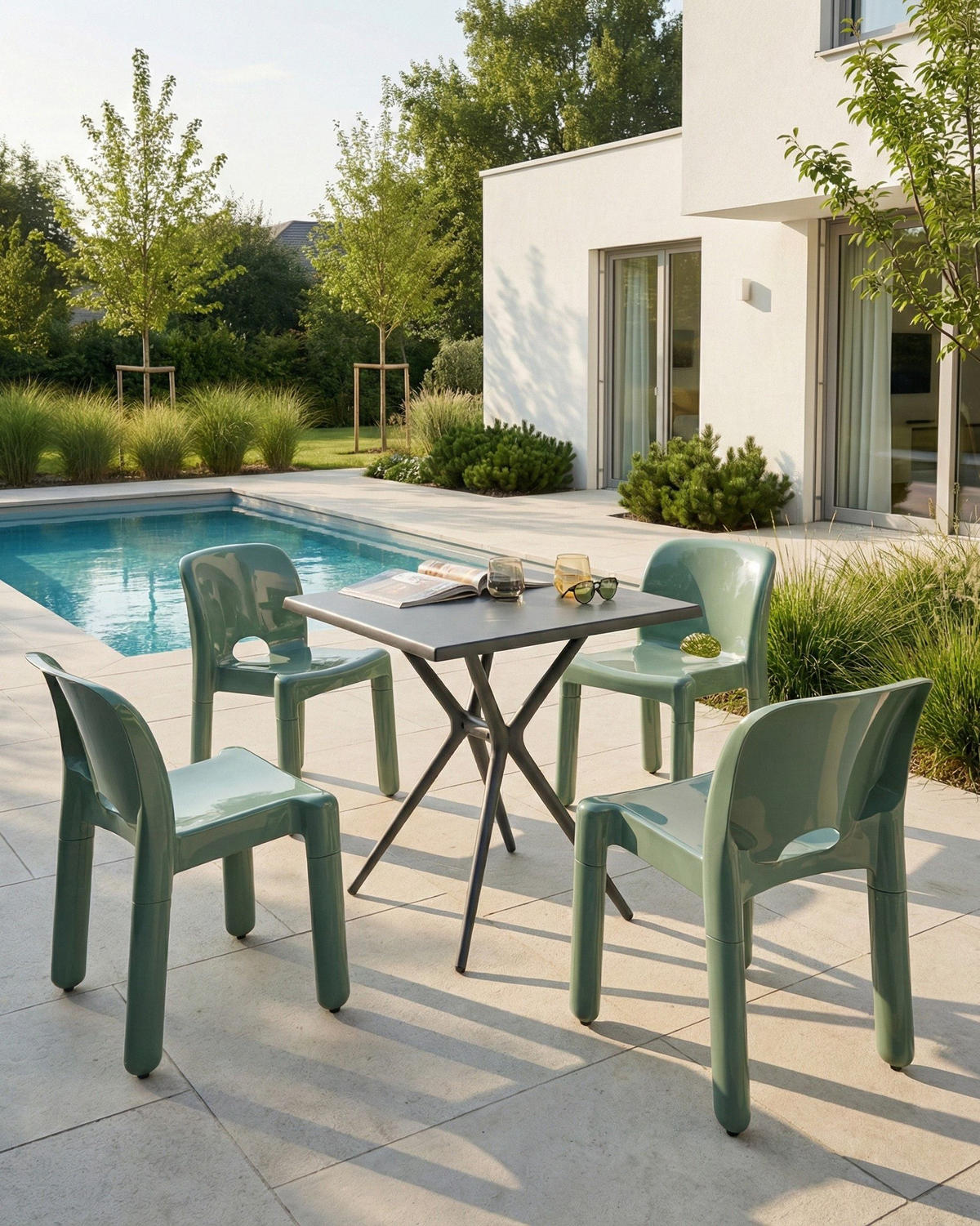 GARTENSTUHL 4er-Set Grün Betim - Grün, Kunststoff (43/76/49cm) - Beliani