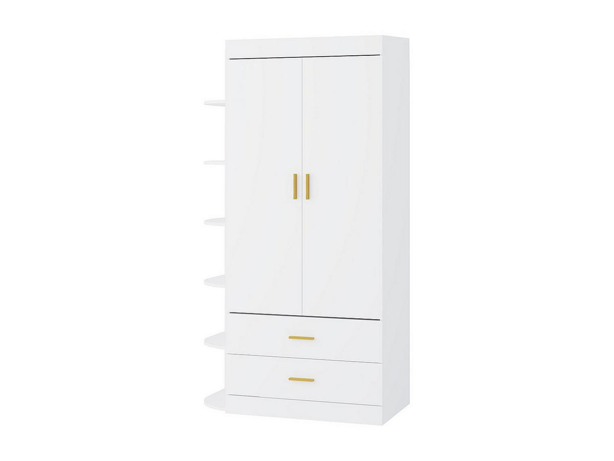 KLEIDERSCHRANK - 100 cm x 49.5 cm - Holz, Platte - Weiß, Goldfarben GRIMORI - Goldfarben/Weiß, Holz (100/180.2/49.5cm) - Vente-Unique